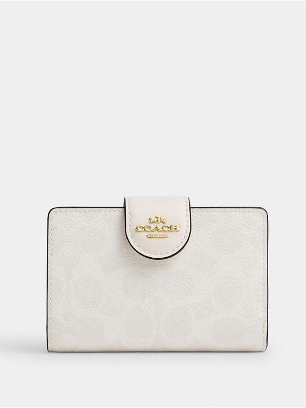 Coach Signature Canvas Bifold Wallet Chalk Ivory Gold Excellent Condition